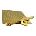 Ver imagem 2 de Ducha Chuveiro Dourado Slim Quadrado 20x20 Suporte Parede Banheiro Area Externa Banho Piscina