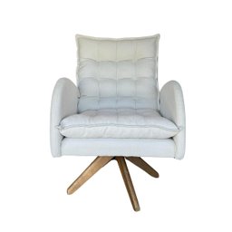 Poltrona Paris Giratória em Boucle Estofada Escritório Sala:off White - 2