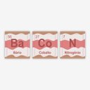 Ver imagem 1 de Placas em Acrílico Escrito Bacon em Forma de Tabela Periódica com 3 Unidades - Branco Navajo