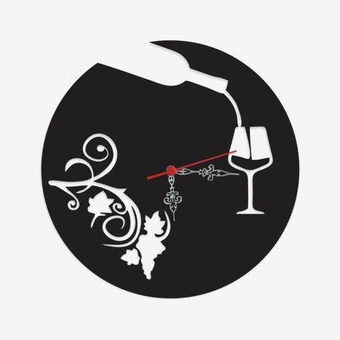 Relógio de Parede em Acrílico Preto com Recortes a Laser - Porto