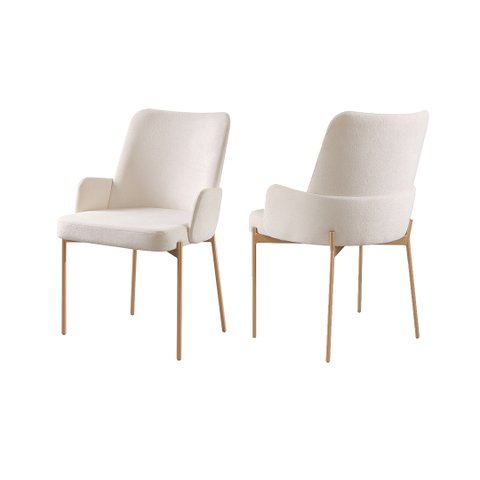 Kit 2 Cadeiras de Jantar Girona Boucle Alaska Metal Dourado