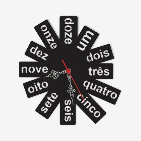 Relógio de Parede em Acrílico Preto com Recortes a Laser - Genebra