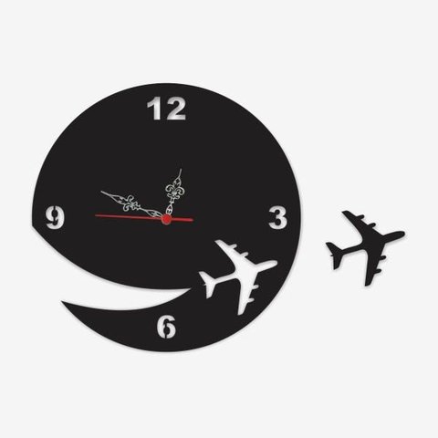 Relógio de Parede em Acrílico Preto com Recortes a Laser - Cairo