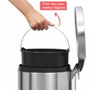 Ver imagem 2 de Lixeira Inox Redonda Multiuso Resistente com Pedal e Cesto Interno - 5 Litros