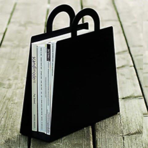 Revisteiro em Acrílico Branco ou Preto em Formato de Sacola - Miami - Preto