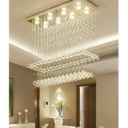 Lindo Lustre de Cristal Para Hotel de Luxo /Recepção, com 1,30 Metros de Altura de Base Inox Polida - 1