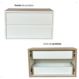 Mesa de Cabeceira Branca Suspensa com 2 Gavetas 40cm - 5
