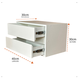 Mesa de Cabeceira Branca Suspensa com 2 Gavetas 40cm - 2