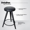 Ver imagem 3 de Kit 2 Banqueta Preta Pé Palito Media para Cozinha Bar Balcão