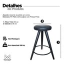 Ver imagem 4 de Kit 2 Banqueta Preta Pé Palito Media para Cozinha Bar Balcão