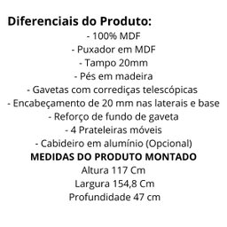 Cômoda com Sapateira Havana para Quarto Grande Camas Fenix - 4
