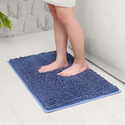 Tapete De Banheiro Piso Saída de Box Antiderrapante Bolinha - Azul-Escuro - 2