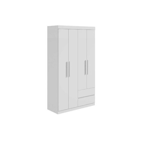 Guarda Roupa Solteiro 4 Portas e 2 Gavetas Zeus Branco - Lopas