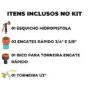 Ver imagem 2 de Esguicho Hidropistola 6 Jatos + Engate Rápido 3/4" e 5/8" + Bico Torneira + Torneira com Duas Saídas