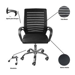 Kit 6 Cadeiras de Escritório Secretaria Diretor Roma Ergonômica - 4