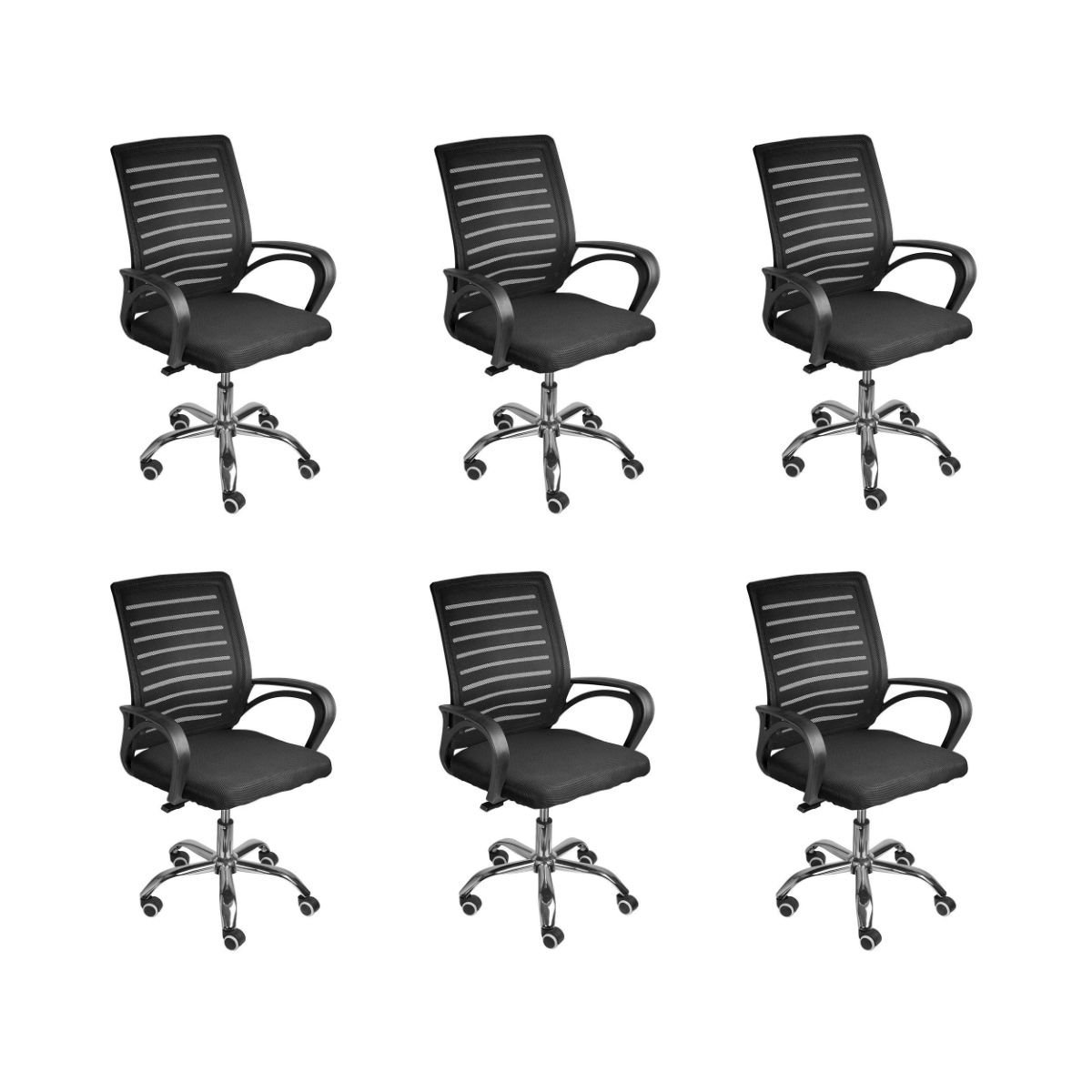 Kit 6 Cadeiras de Escritório Secretaria Diretor Roma Ergonômica