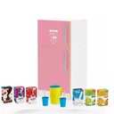 Ver imagem 2 de Geladeira Infantil Duplex Grande Madeira Freezer 2 Portas Rosa MDF Criança Kit Completo Mini Mercado