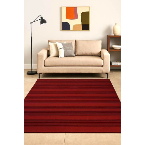 Tapete Kilim Sumak 248x291 Listrado Vermelho Azul Escuro