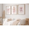 Kit 3 Quadros Bailarina Sapatilha Laço Flores Rosa Quarto Menina Infantil Bebê - 1
