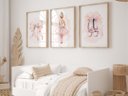 Ver imagem 1 de Kit 3 Quadros Bailarina Sapatilha Laço Flores Rosa Quarto Menina Infantil Bebê
