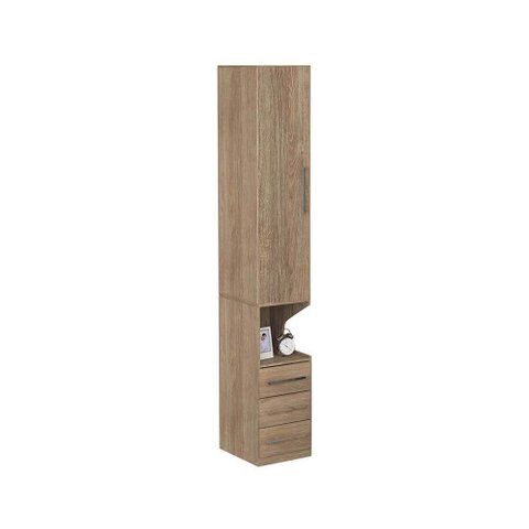 Guarda-roupa de 1 Porta com Mesa de Cabeceira 1416 Esquerdo Castanho