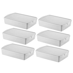 Kit 6 Cestos Organizadores 11l Crippa Caixas com Tampa Empil - 1