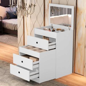 Cômoda Penteadeira 3 Gavetas 1 Espelho Olivia Basoto Branco