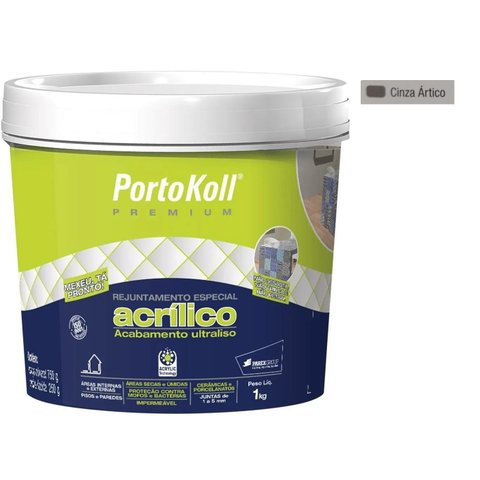 Rejunte Acrílico Portokoll Premium 1kg - CINZA ÁRTICO
