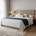 Ver imagem 2 de Cabeceira Estofada para Camas de Casal 140x60cm na Cor Bege - Modelo Vertically - Alta Qualidade