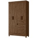 Ver imagem 1 de Guarda Roupa Solteiro Sobral 4 Portas Castanho Wood Moval