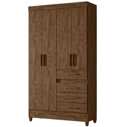 Guarda Roupa Solteiro Sobral 4 Portas Castanho Wood Moval - 1