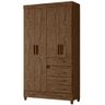 Guarda Roupa Solteiro Sobral 4 Portas Castanho Wood Moval - 1