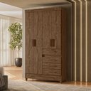 Ver imagem 6 de Guarda Roupa Solteiro Sobral 4 Portas Castanho Wood Moval