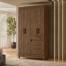 Guarda Roupa Solteiro Sobral 4 Portas Castanho Wood Moval - 6