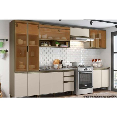 Cozinha Modulada Henn Connect 8 Peças (4 Armários + 2 Balcões + 2 Complementos) C8p10 Duna/