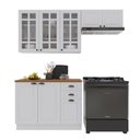 Ver imagem 2 de Armário de Cozinha Modulada Compacta Fidelitá Nara 100% MDF 3 Peças 200cm 8 Portas 2 Gavetas com