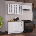 Ver imagem 1 de Armário de Cozinha Modulada Compacta Fidelitá Nara 100% MDF 3 Peças 200cm 8 Portas 2 Gavetas com