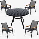 Ver imagem 1 de Mesa 1,00m Ripado Alumínio + 4 Cadeiras Praia Tela Sling Área Externa Piscina Jardim Preto