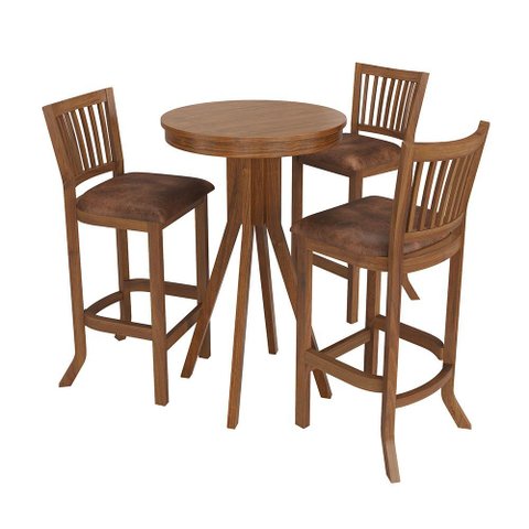 Conjunto Mesa Bistrô com 3 Banquetas Amêndoa Sevilha