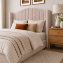 Ver imagem 3 de Cabeceira Cama Box Casal 140cm Zoe Estofada Boucle Moderna