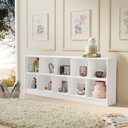Estante Livreiro em Mdf com 10 Nichos e Rodízios - 1
