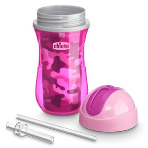 Copo Térmico Chicco Com Canudo Sport  Estrelas Roxo-260ml -12 M+