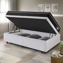 Ver imagem 3 de Cama Box Solteiro Baú Courino Linho Branco 88x188 com Colchão Gran Sleep Molas Verticoil