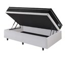 Ver imagem 5 de Cama Box Solteiro Baú Courino Linho Branco 88x188 com Colchão Gran Sleep Molas Verticoil