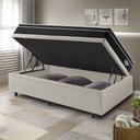 Ver imagem 4 de Cama Box Solteiro Baú Courino Linho Areia 88x188 com Colchão Gran Sleep Molas Verticoil
