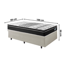 Ver imagem 2 de Cama Box Solteiro Baú Courino Linho Areia 88x188 com Colchão Gran Sleep Molas Verticoil