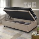Ver imagem 3 de Cama Box Solteiro Baú Courino Linho Bege + Colchão Gran Sleep Molas Verticoil 88x188