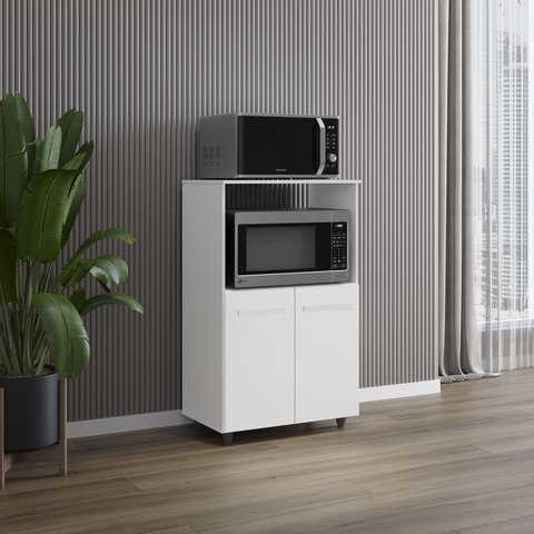 Amário Multiuso Tais 60cm 2 Portas 1 Nicho para Microondas - Branco Móblis