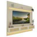 Ver imagem 2 de Estante Home para TV até 85 Polegadas com LED Ripado 100% MDF 250CMX228,8cm Nobre Native Off White