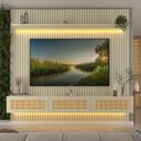Ver imagem 7 de Estante Home para TV até 85 Polegadas com LED Ripado 100% MDF 250CMX228,8cm Nobre Native Off White